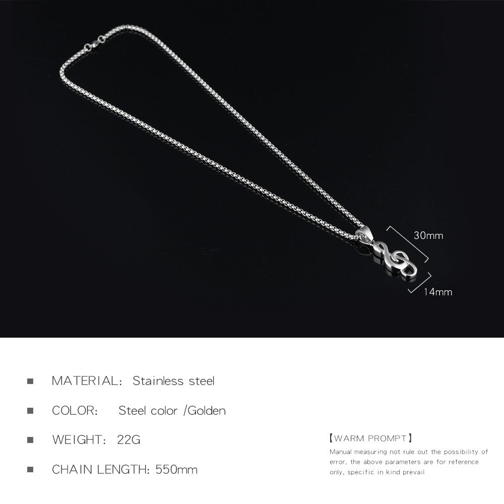 Rockyu 音符ペアネックレス【ステンレス＆シルバー｜メンズ・レディース対応】