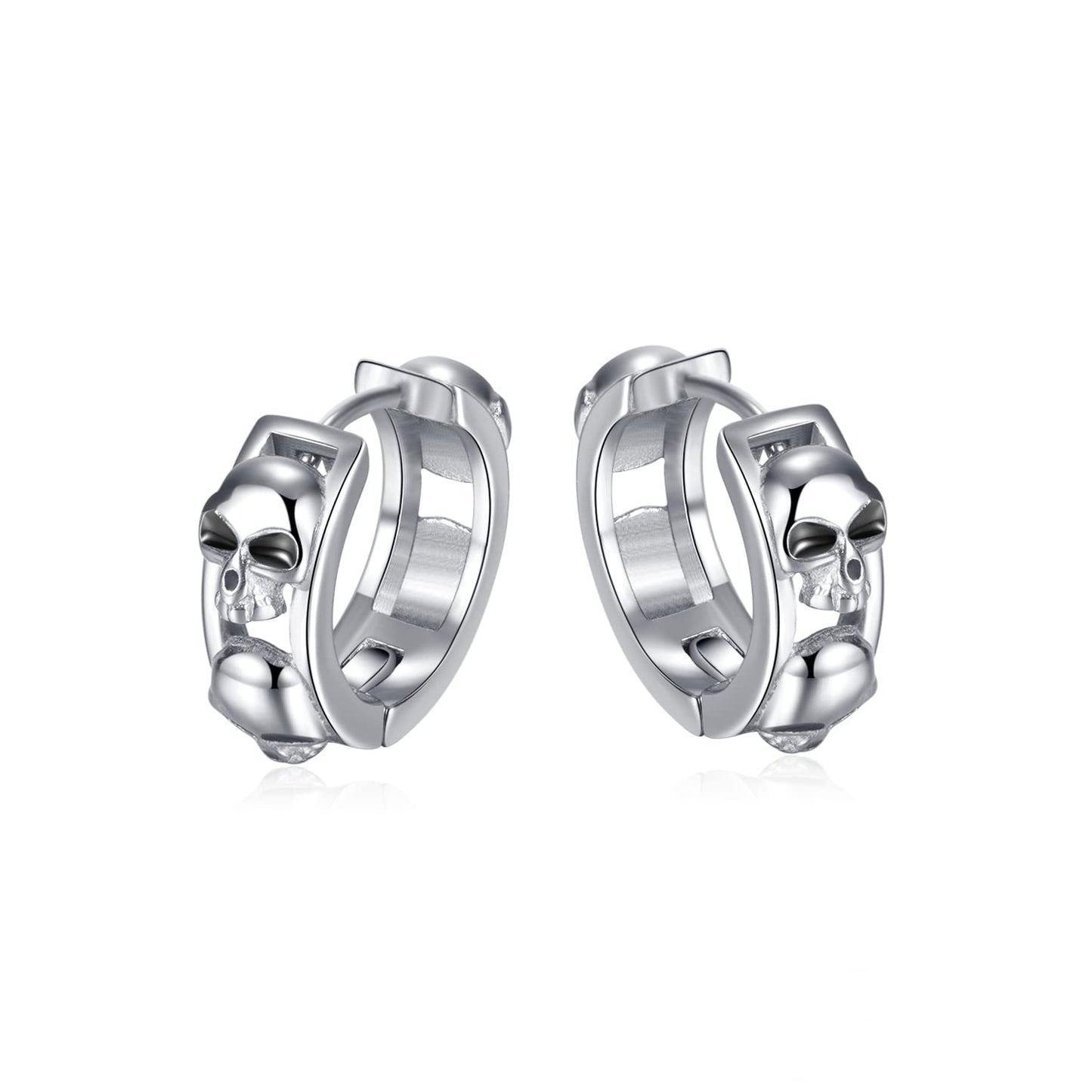 Rockyu ステンレススカルフープピアス メンズ レディース