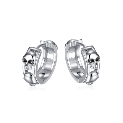 Rockyu ステンレススカルフープピアス メンズ レディース