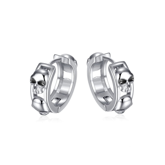 Rockyu ステンレススカルフープピアス メンズ レディース