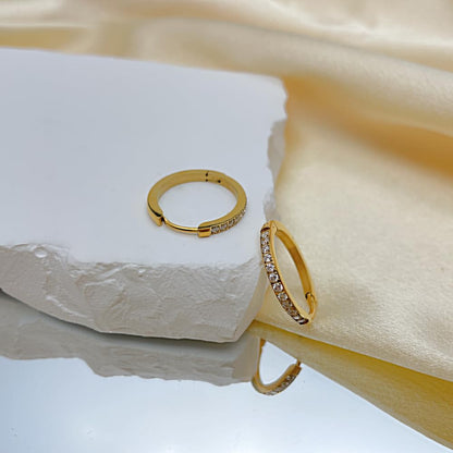 ピアス レディース ゴールド シルバー フープピアス ジルコニア 16mm 20mm 2サイズ展開 ステンレス製 金属アレルギー対応 両耳用 小さめ 軽量 フープジュエリー 誕生日 記念日 プレゼント