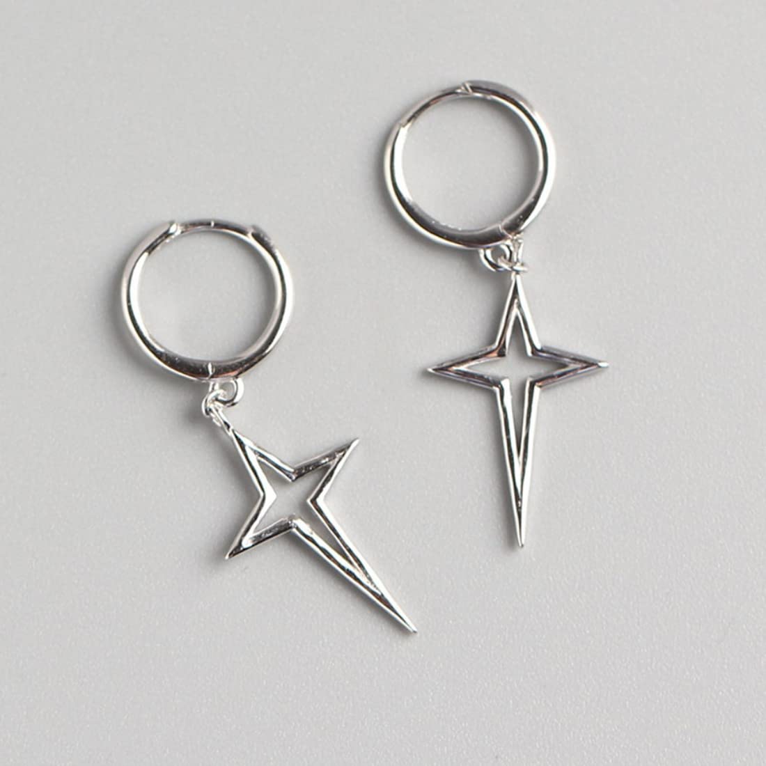 Rockyu 星型＆スタッズフープピアス レディース｜シルバー925・3色展開・金属アレルギー対応