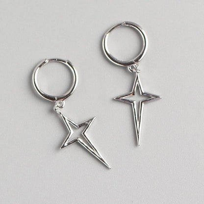Rockyu 星型＆スタッズフープピアス レディース｜シルバー925・3色展開・金属アレルギー対応