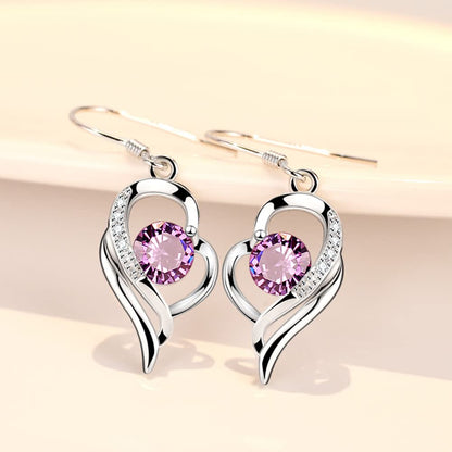 Rockyu レディース ハートフックピアス S925 シルバー ジルコニア 揺れるデザイン アレルギー対応