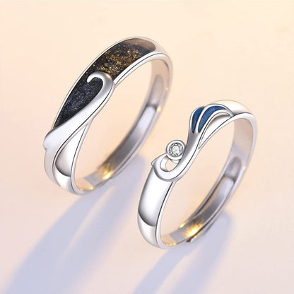 Rockyu フェニックスペアリング シルバー925 純銀製 カップル用フリーサイズリング 2個セット
