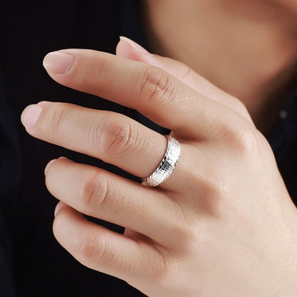 Rockyu 福字刻印 メンズリング シルバー999 フリーサイズ 純銀製指輪