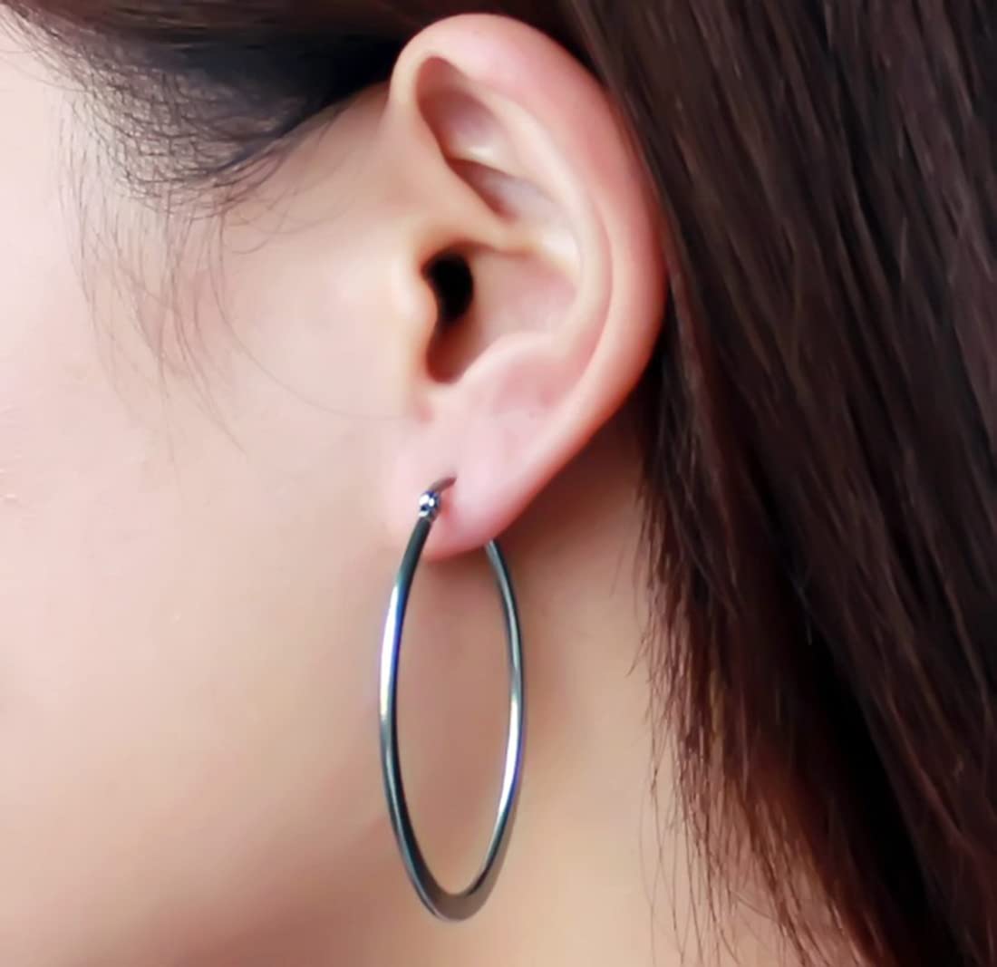 Rockyu ピアス レディース フープ リング 大ぶり シンプル ステンレス 金属アレルギー対応