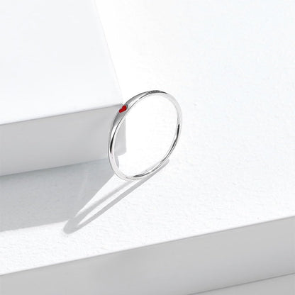 Rockyu ハートモチーフ シルバー925 レディースリング ブラック＆レッド ペア可愛い細身リング