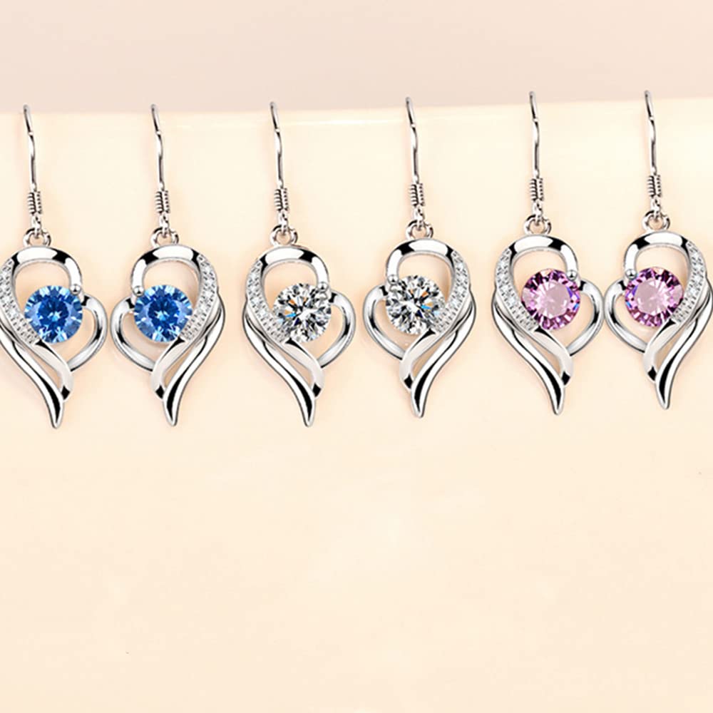 Rockyu レディース ハートフックピアス S925 シルバー ジルコニア 揺れるデザイン アレルギー対応