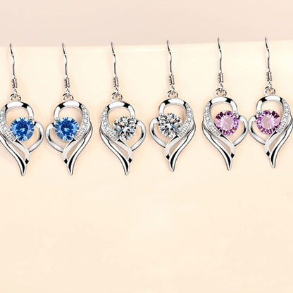 Rockyu レディース ハートフックピアス S925 シルバー ジルコニア 揺れるデザイン アレルギー対応