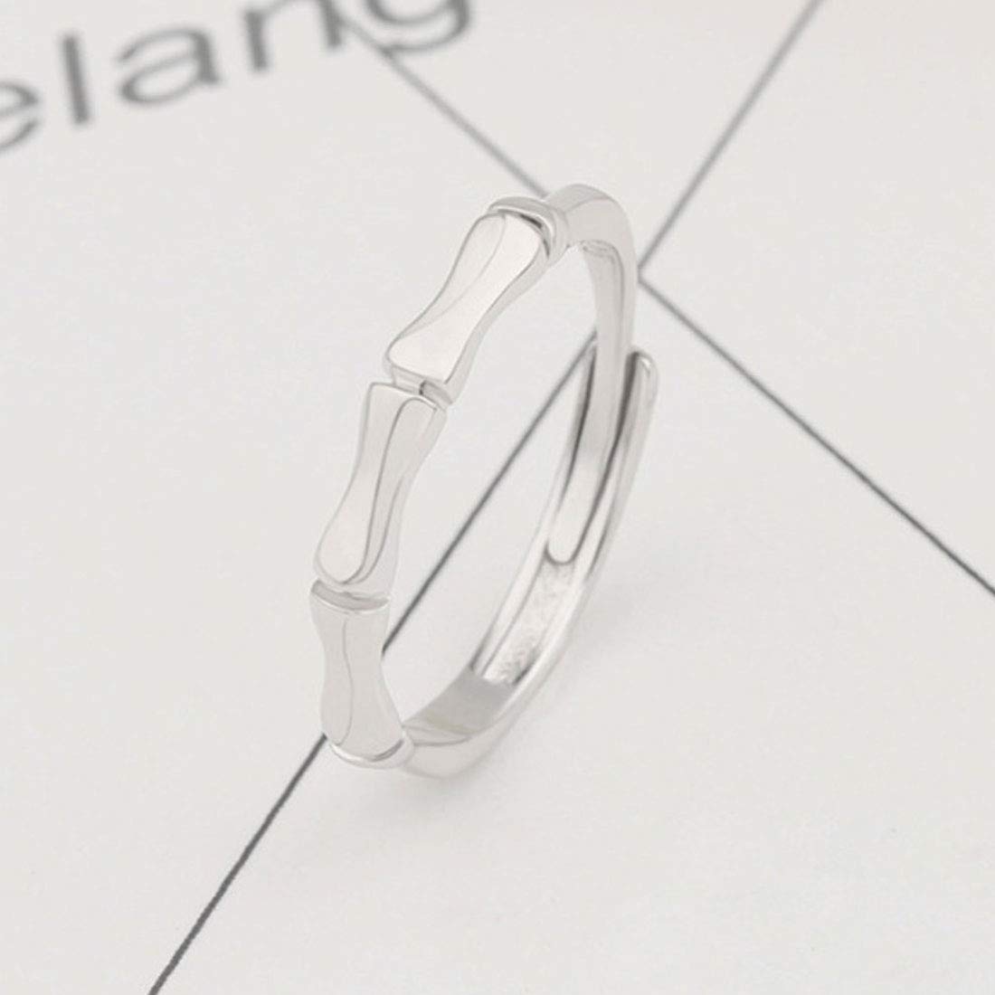 Rockyu 竹モチーフ ペアリング シルバー925 メンズ レディース フリーサイズ 結婚・婚約用