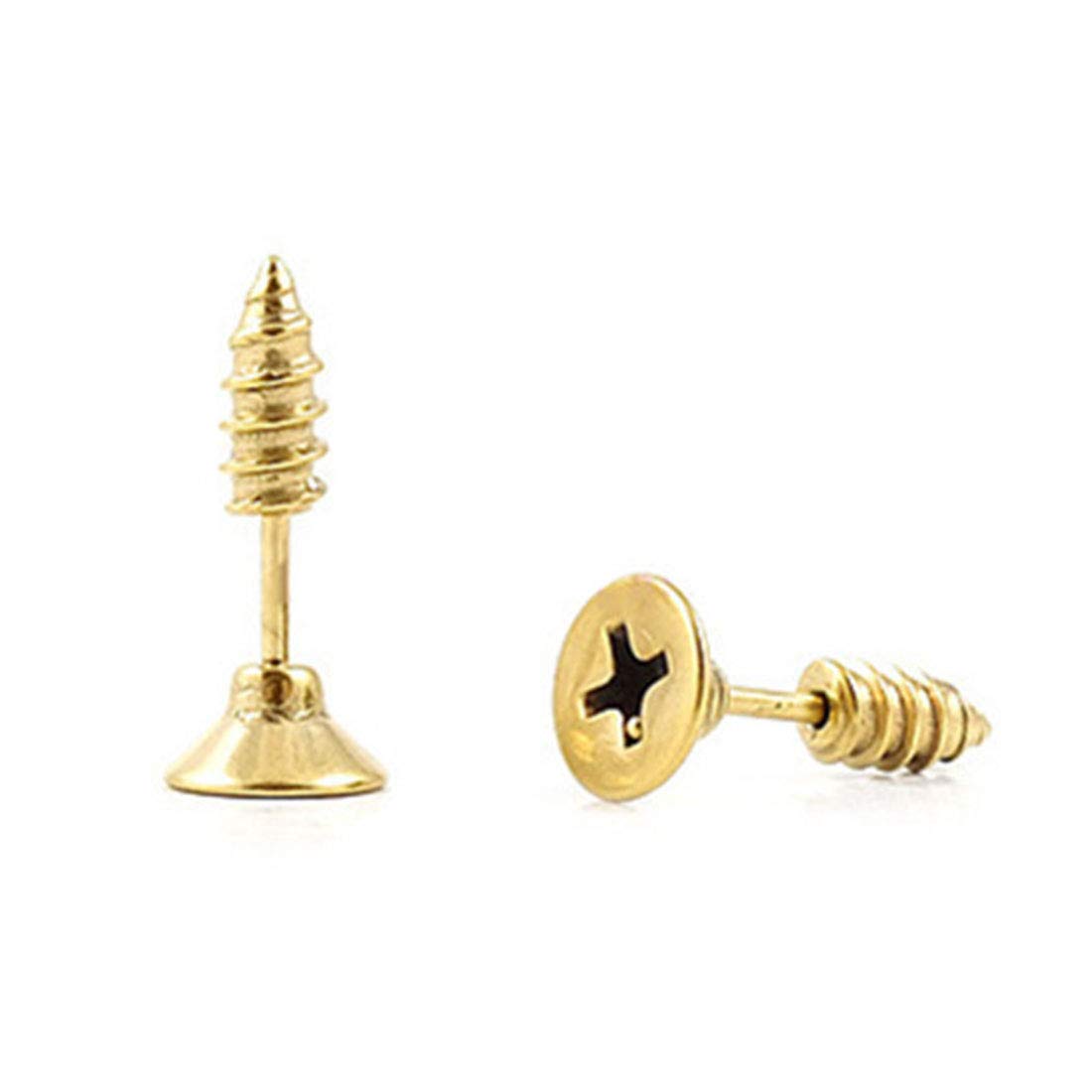 Rockyu ネジ型ピアス メンズ – 両耳用 チタン製 アメリカンスタイル 金属アレルギー対応