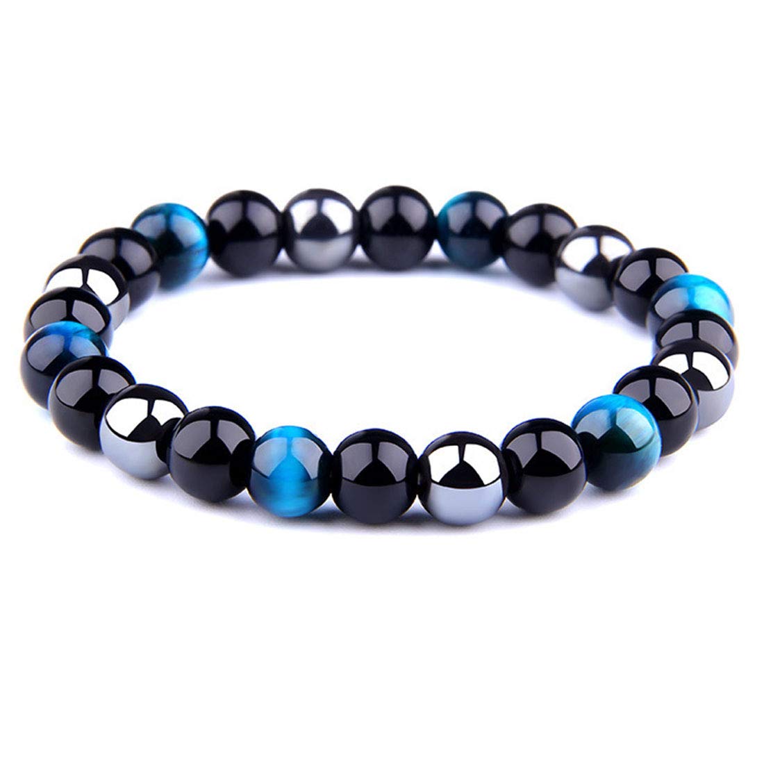 Rockyu ブレスレット メンズ レディース 数珠 虎目石 天然石 パワーストーン