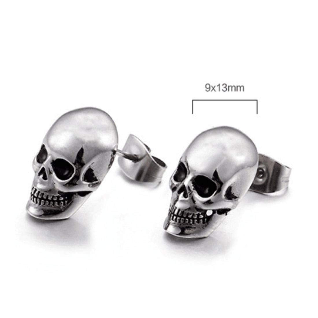 Rockyu ピアス メンズ スカル シルバー チタン合金 両耳セット