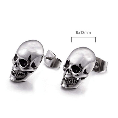 Rockyu ピアス メンズ スカル シルバー チタン合金 両耳セット