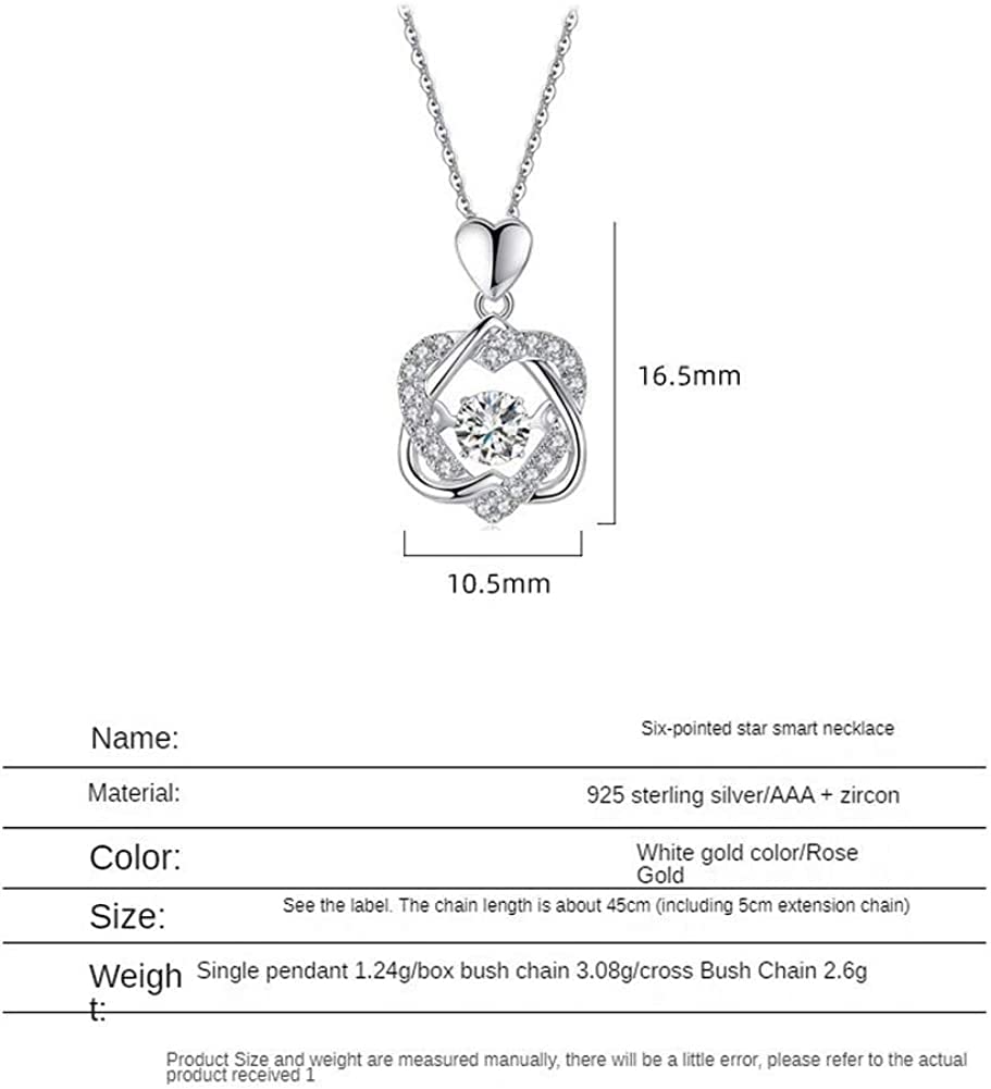 Rockyu ネックレス レディース 18金 ピンクゴールド ハートモチーフ ペンダント シルバー925 大きめ ジルコニア 星型チャーム付き 華やか アクセサリー