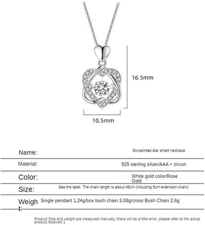 Rockyu ネックレス レディース 18金 ピンクゴールド ハートモチーフ ペンダント シルバー925 大きめ ジルコニア 星型チャーム付き 華やか アクセサリー