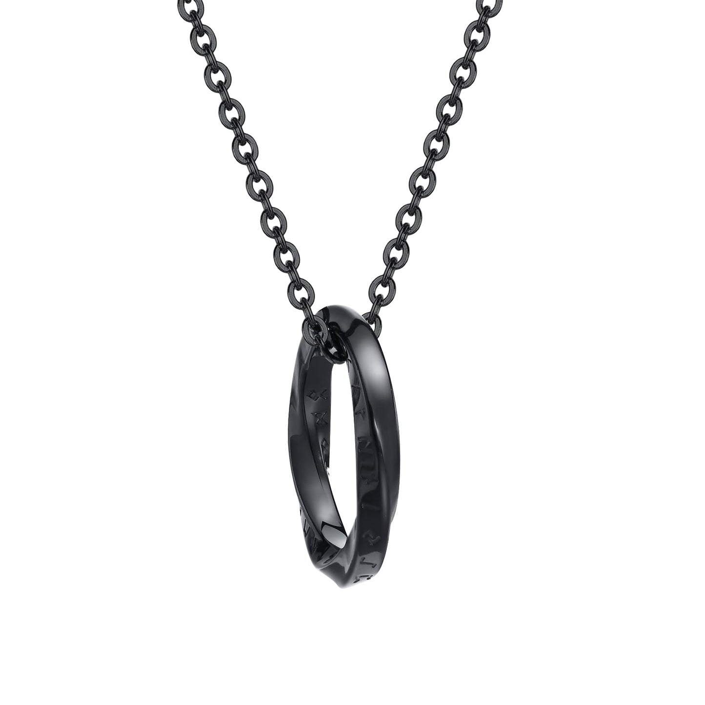 Rockyu メンズ リングネックレス｜ヴァイキング風メビウスデザイン｜ステンレス製 チェーン60cm 金属アレルギー対応 4色展開