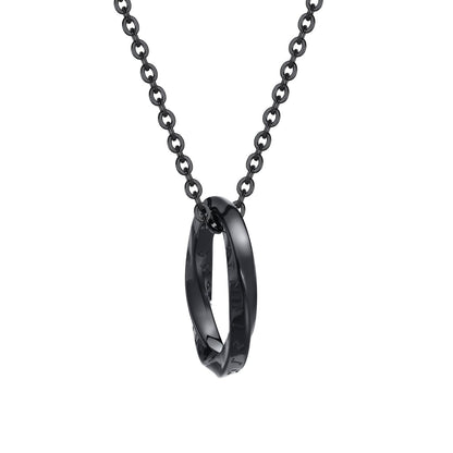 Rockyu メンズ リングネックレス｜ヴァイキング風メビウスデザイン｜ステンレス製 チェーン60cm 金属アレルギー対応 4色展開