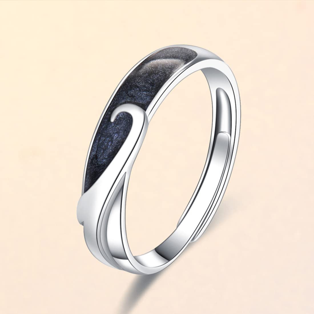 Rockyu フェニックスペアリング シルバー925 純銀製 カップル用フリーサイズリング 2個セット