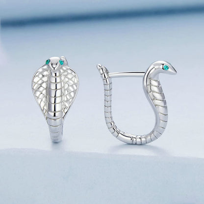 Rockyu レディース スネークピアス S925シルバー コブラデザイン 緑ジルコニア入り アレルギー対応