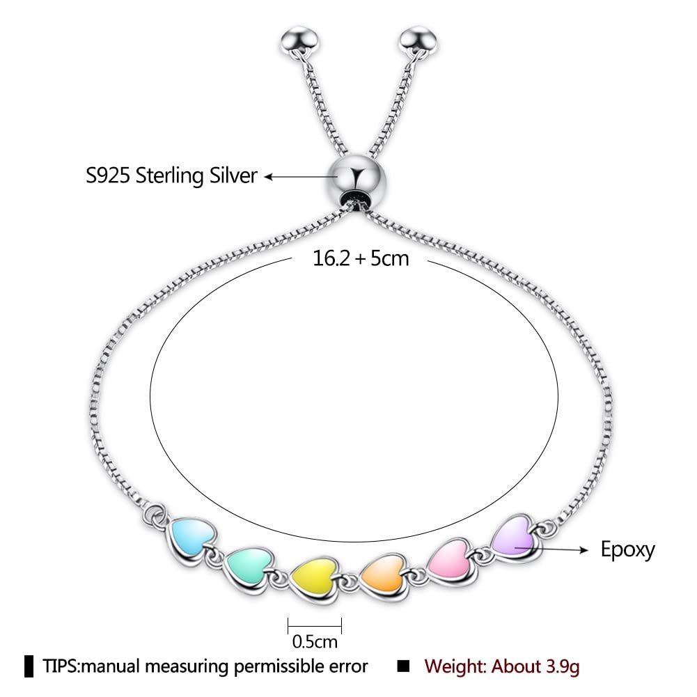 Rockyu ブレスレット レディース シルバー ハートブレスレット 調整可能 純銀製 金属アレルギー対応 ギフト