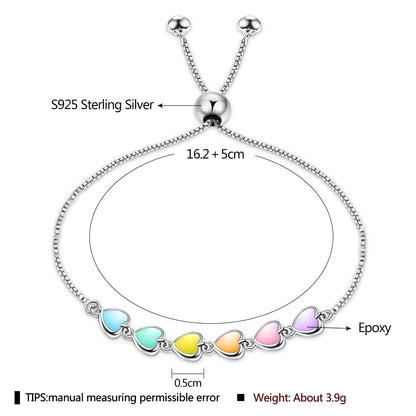 Rockyu ブレスレット レディース シルバー ハートブレスレット 調整可能 純銀製 金属アレルギー対応 ギフト