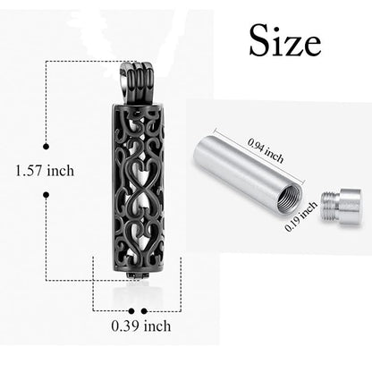 Rockyu 骨壷ペンダント ネックレス レディース メンズ ステンレス 円柱 ハートモチーフ メモリアルペンダント 骨灰収納 ゴールド シルバー ブラック