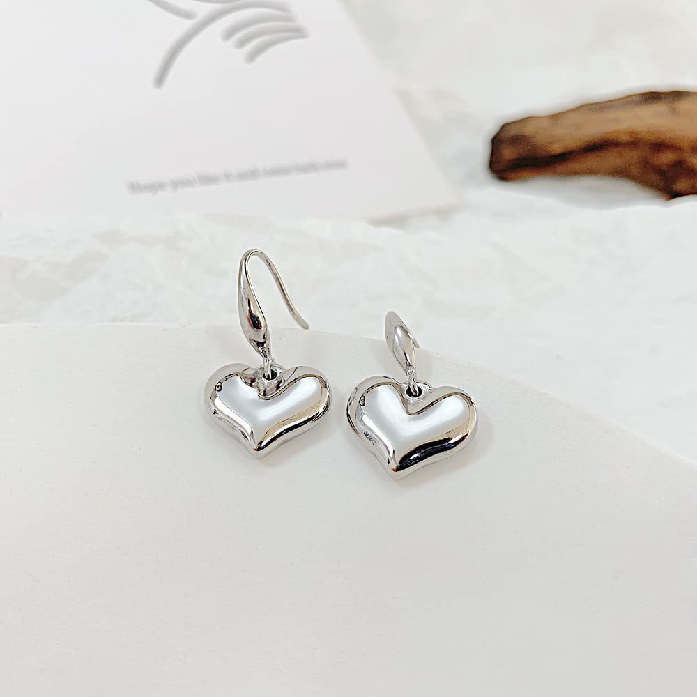 Rockyu ピアス レディース チタン ハート 鏡面 シルバー 光面 金属アレルギー対応