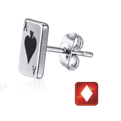 Rockyu トランプピアス シルバー925 メンズ レディース兼用 アンティーク風 アクセサリー