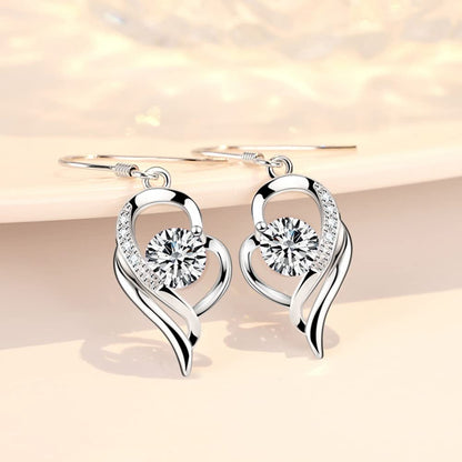 Rockyu レディース ハートフックピアス S925 シルバー ジルコニア 揺れるデザイン アレルギー対応