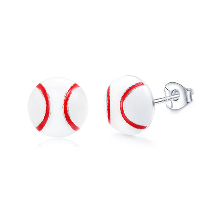 Rockyu ピアス レディース スポーツデザイン 925スターリングシルバー バスケットボール/サッカー/野球/テニス/ラグビー/バレーボール 金属アレルギー対応