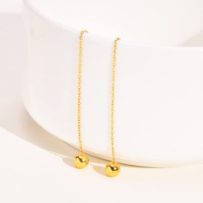 Rockyu ピアス レディース ゴールド ステンレス チェーンピアス ボール バー アレルギー対応