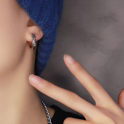 Rockyu メンズリングピアス 貔貅モチーフ 透かし彫り シルバー925 アレルギー対応 神秘的デザインアクセサリー