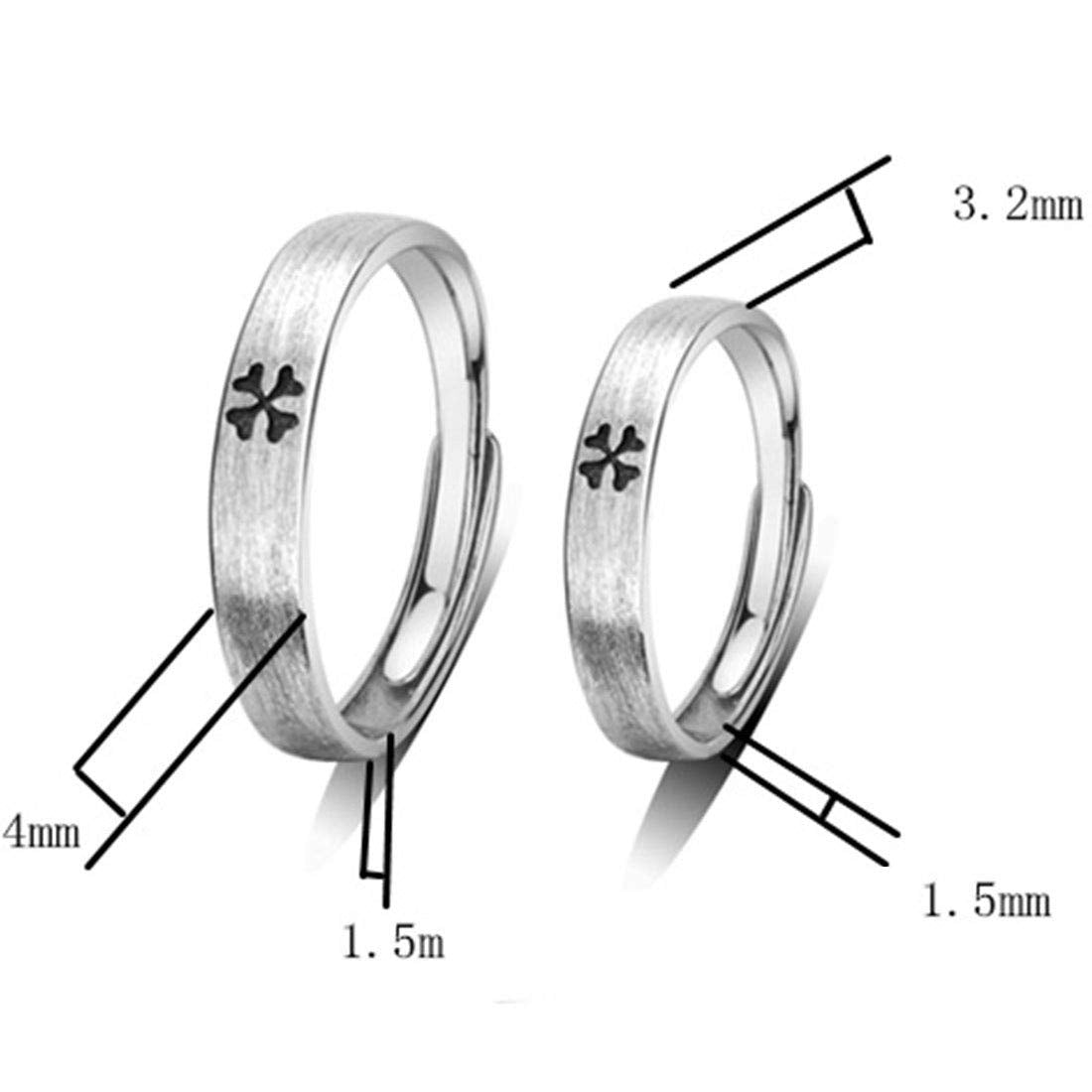 Rockyu 指輪 メンズ シルバー925 ペアリング 四つ葉クローバー サイズ調整可 結婚婚約