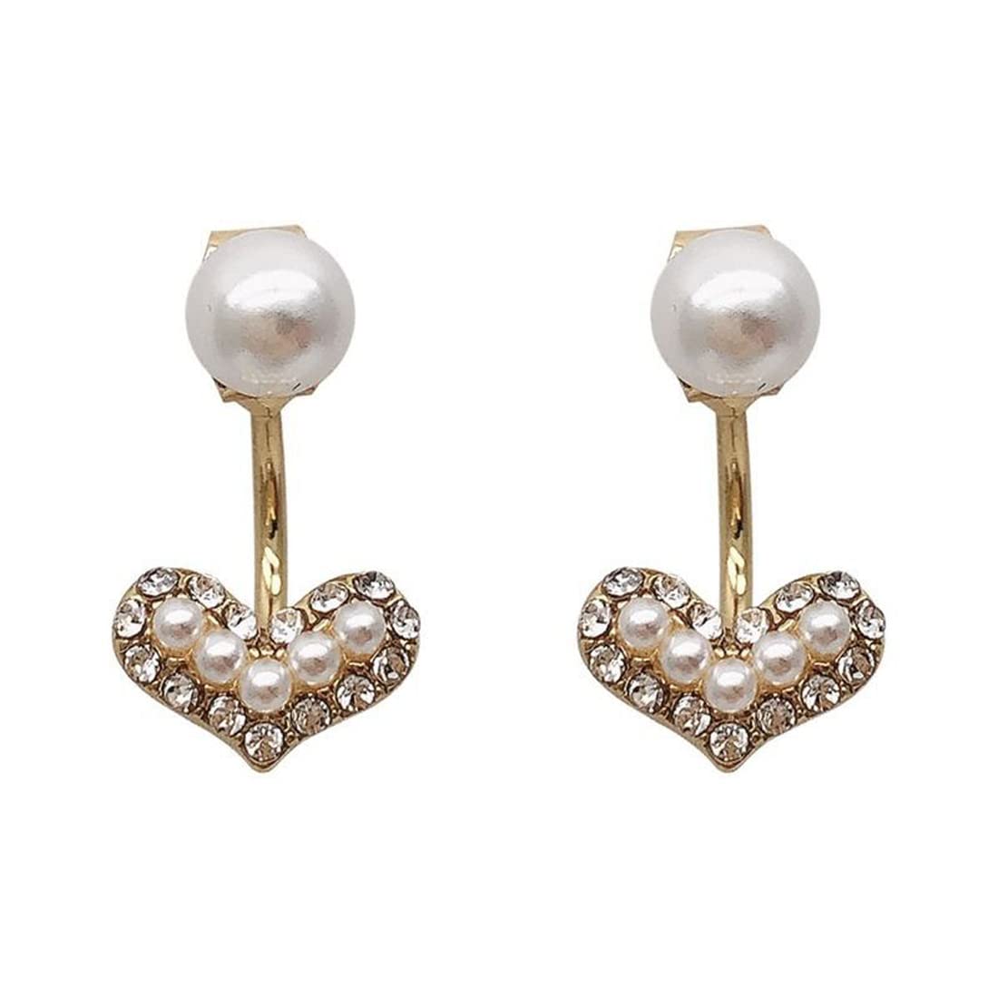 Rockyu ピアス レディース ハート型 ゴールド パール 925純銀製 可愛い両耳スタッド