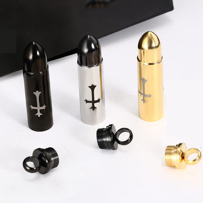 Rockyu 弾丸型メモリアルネックレス 十字架チタンペンダント メンズ＆レディース兼用