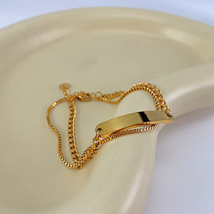 Rockyu 2連チェーンブレスレット ステンレス製 レディース