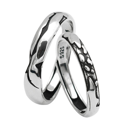 Rockyu ペアリング シルバー925 シンプル波模様 メンズ フリーサイズ 結婚・記念用