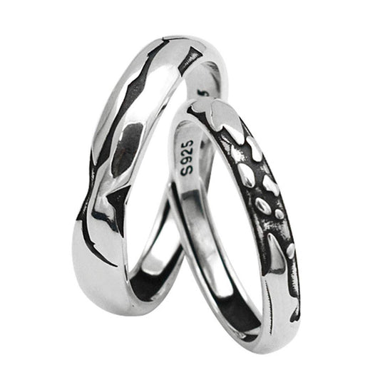 Rockyu ペアリング シルバー925 シンプル波模様 メンズ フリーサイズ 結婚・記念用