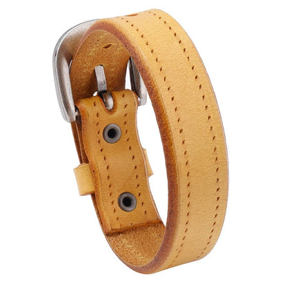 Rockyu ブレスレット メンズ 本革 レザー シンプル ヴィンテージ風 幅1.9cm 長さ26cm