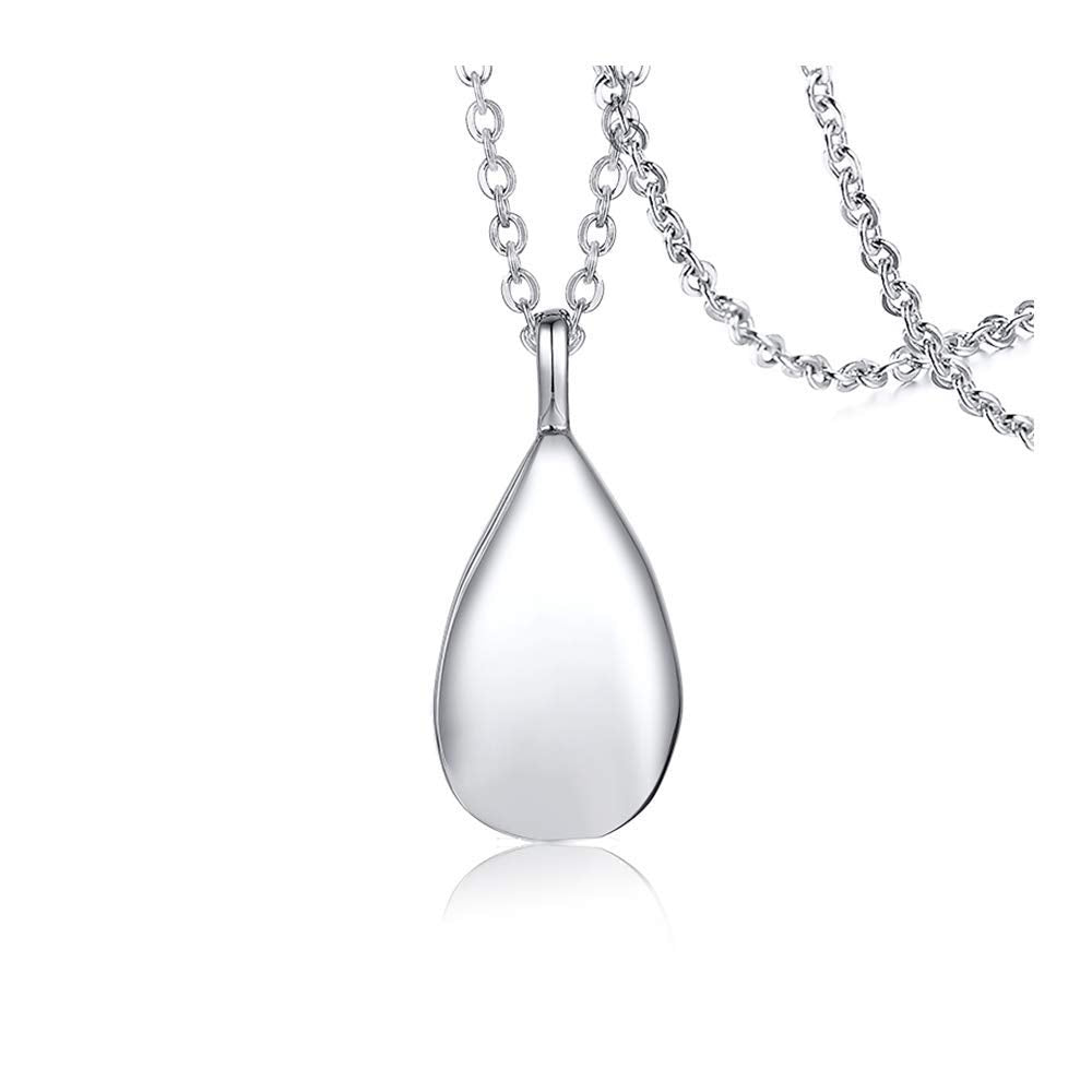 Rockyu 涙型メモリアルネックレス 遺骨ペンダント ステンレス製 金属アレルギー対応 手元供養 50cm