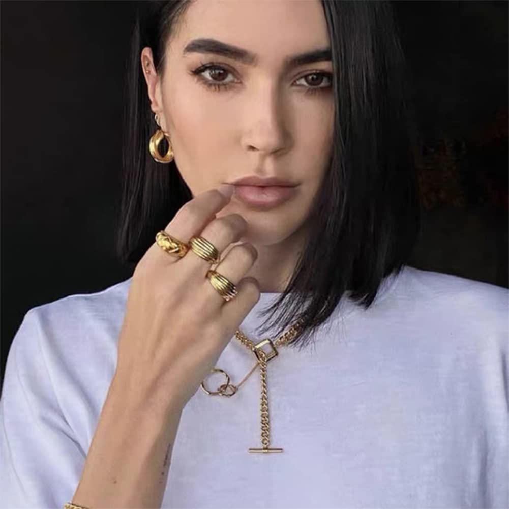 Rockyu レディース ネックレス＆ブレスレット セット ゴールド/シルバー 正方形OTチェーン 真鍮製 金属アレルギー対応