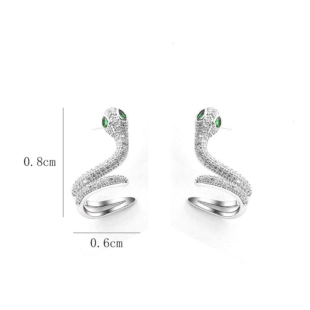 Rockyu 蛇ピアス レディース ジルコニア×925銀製ポスト ゴールド＆シルバー 耳飾り