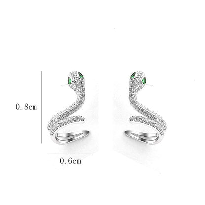 Rockyu 蛇ピアス レディース ジルコニア×925銀製ポスト ゴールド＆シルバー 耳飾り