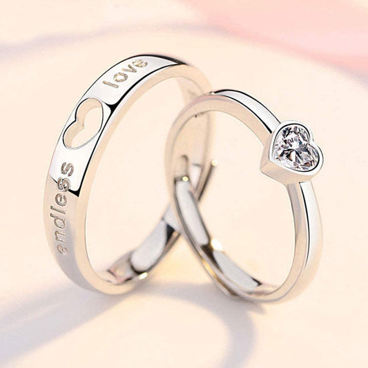 Rockyu ペアリング メンズ レディース フリーサイズ シルバー925 LOVE刻印 ハートデザイン 指輪