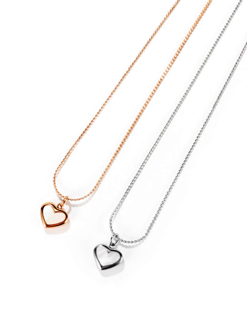 Rockyu ハートネックレス レディース ステンレス製 ローズゴールド＆シルバー アレルギー対応