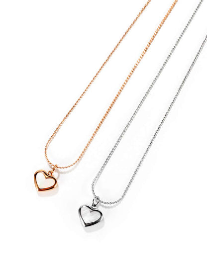 Rockyu ハートネックレス レディース ステンレス製 ローズゴールド＆シルバー アレルギー対応