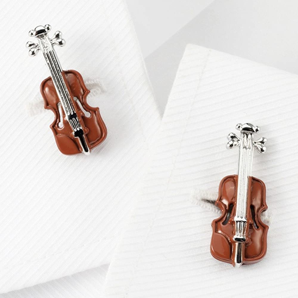 Rockyu メンズカフス バイオリンモチーフ ユニークデザイン 楽器好きにおすすめ