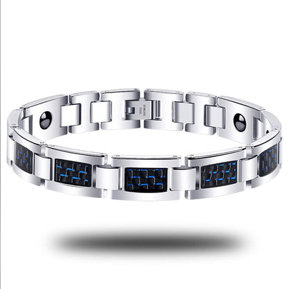 Rockyu ブレスレット メンズ 磁気 ゲルマニウム 静電気除去 ステンレス チェーン風デザイン